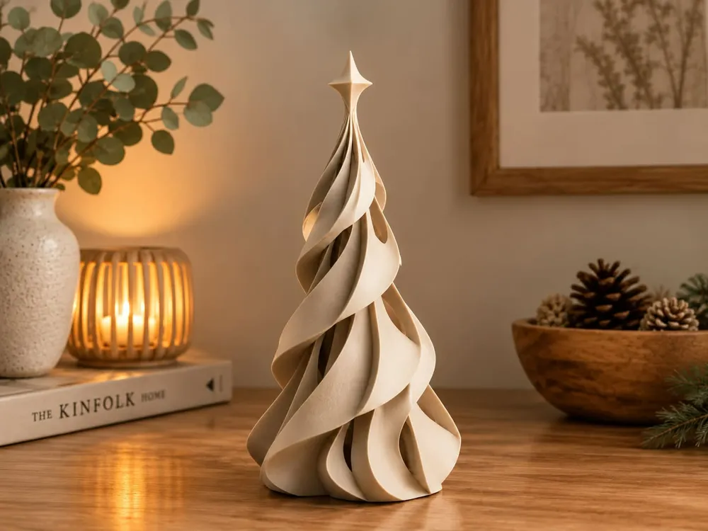 Árvore de Natal Decorativa Espiral Moderna – Decoração Natalina 3D
