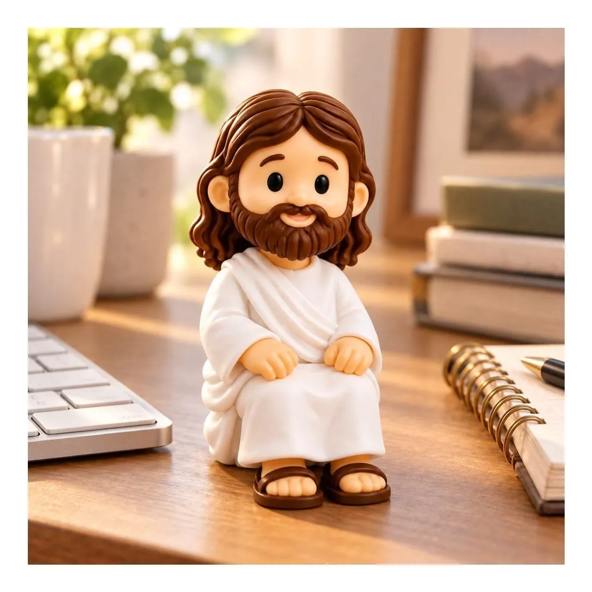 Mini Jesus Sentado – Boneco Decorativo para Mesa, Computador e Carro - Imagem 7