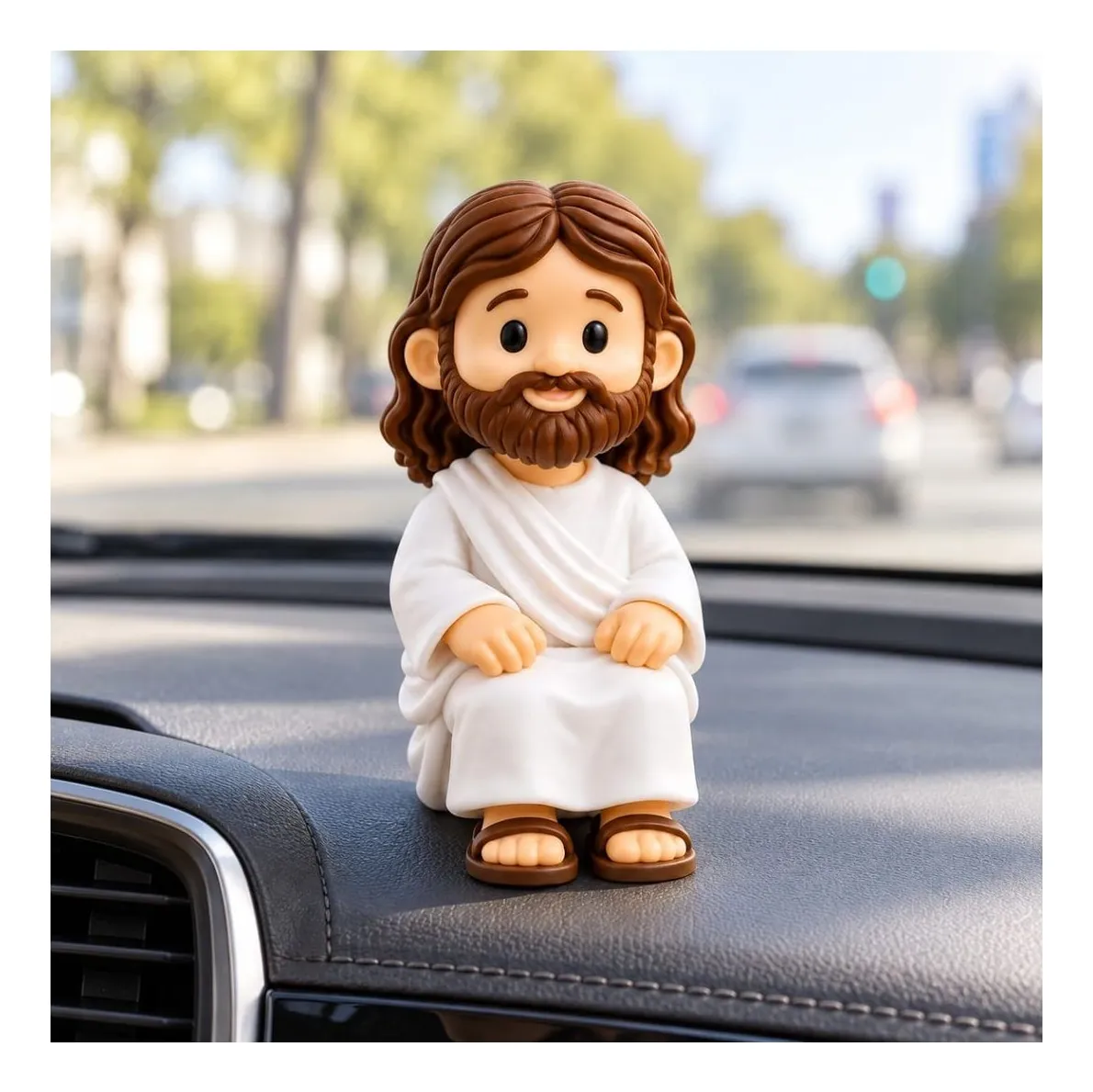 Mini Jesus Sentado – Boneco Decorativo para Mesa, Computador e Carro - Imagem 4