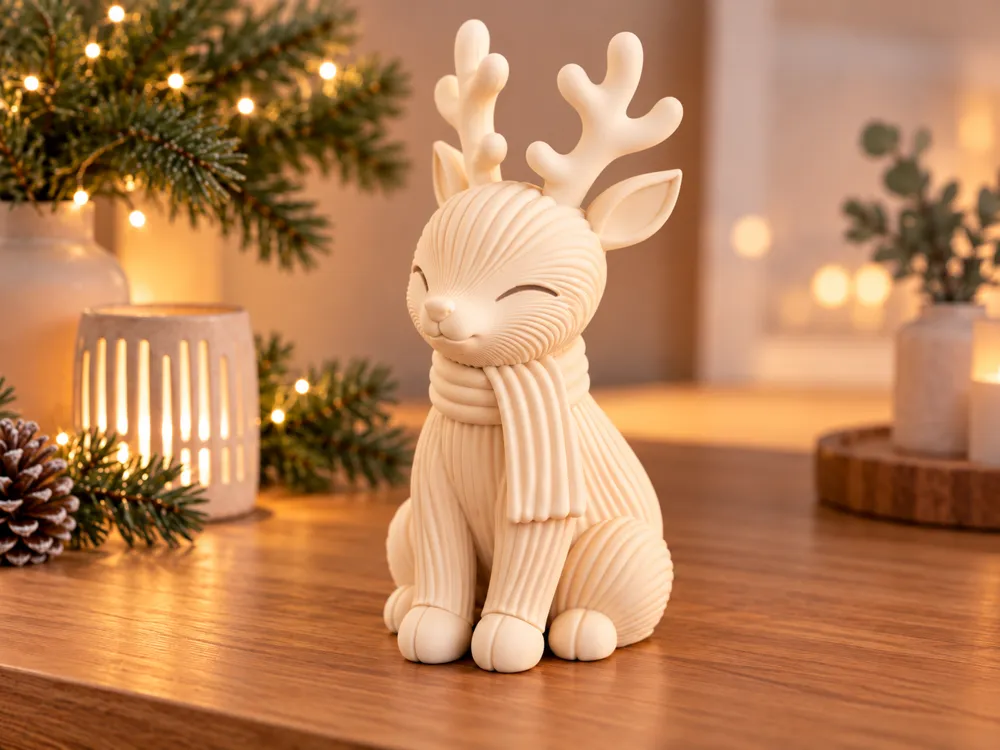 Rena Natalina Decorativa 3D Cordeiro/Gamo Fofo Enfeite Mês de Natal Mesa Hack Sala